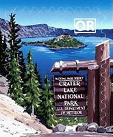 Travel Stamps Travel Stamp Crater Lake Entrance Sign